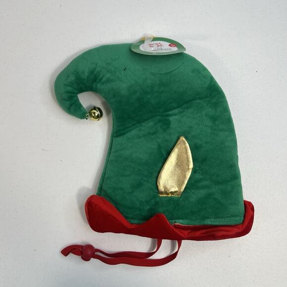 Merry & Bright Sz L / XL Elf Hat Holiday Christmas Pet Dog Cat Bell Costume - Picture 2 of 8